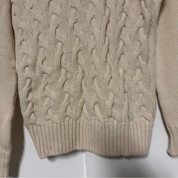 Aran islands knitwear Ireland sweater cream pure new wool V-neck Size XS - Picture 4 of 7